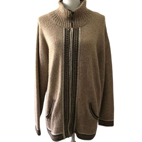 Factoria Perez 100% alpaca wool Zip Ladies Cardigan Earth...